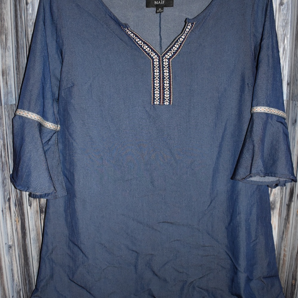 naif blue lightweight tunic dress m boho design